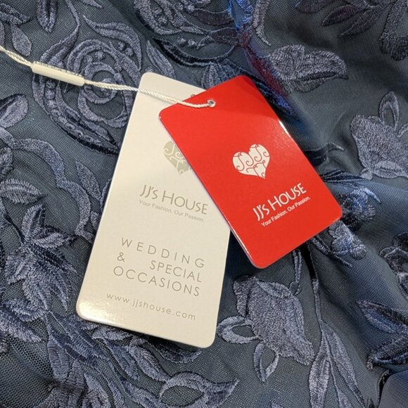 JJ'S HOUSE Nwt Embroidered Sheath Dres 24/26W Allover Lace 3/4 Sheer Sleeve Blue - Picture 8 of 10